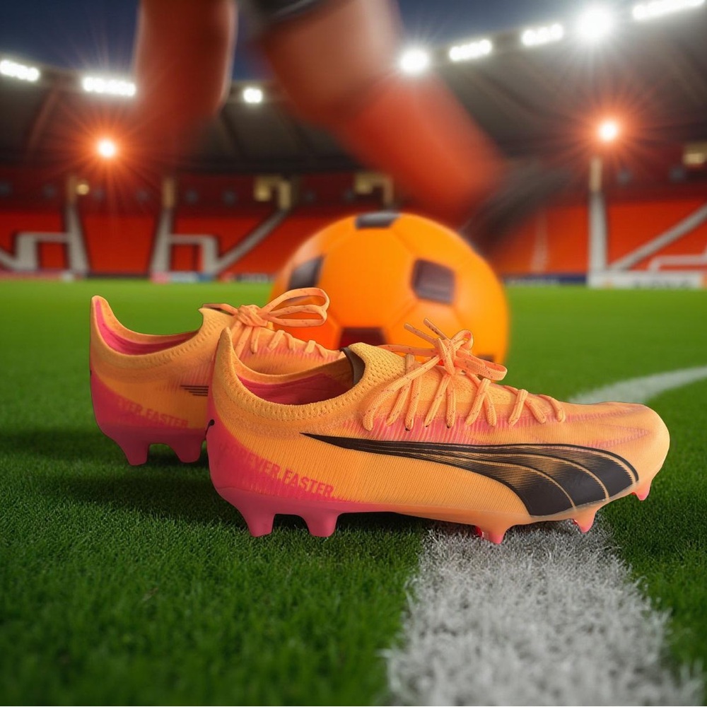 PUMA Women Soccer Cleats Orange Pink Size 9 Lightweight Speed Performance New